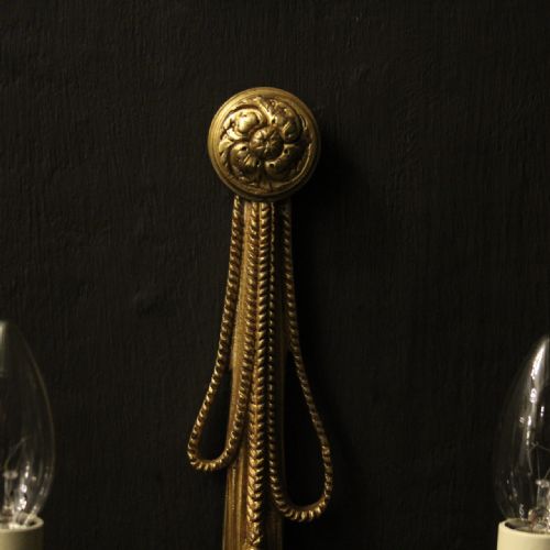 FRENCH PAIR OF GILDED TWIN ARM WALL LIGHTS - ADDITIONAL PHOTO 8