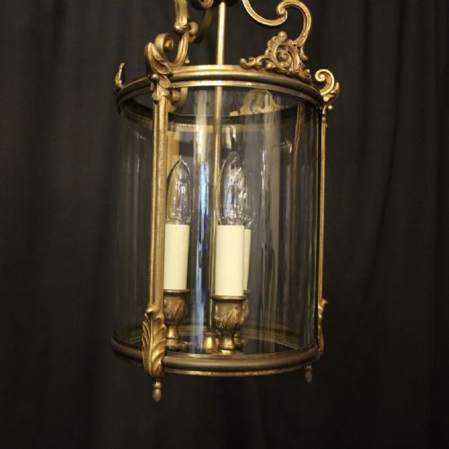 FRENCH GILDED BRONZE TRIPLE LIGHT HALL LANTERN - ADDITIONAL PHOTO 1