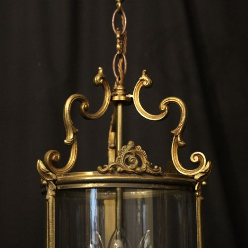 FRENCH GILDED BRONZE TRIPLE LIGHT HALL LANTERN - ADDITIONAL PHOTO 6