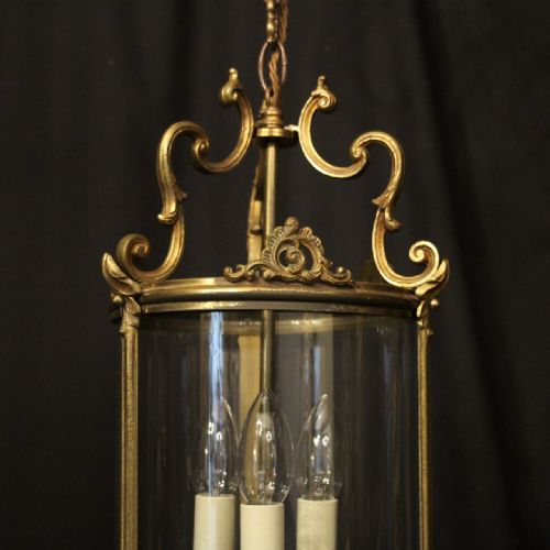 FRENCH GILDED BRONZE TRIPLE LIGHT HALL LANTERN - ADDITIONAL PHOTO 7