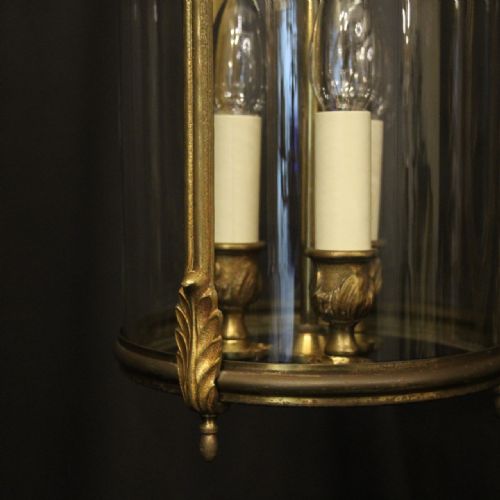 FRENCH GILDED BRONZE TRIPLE LIGHT HALL LANTERN - ADDITIONAL PHOTO 8