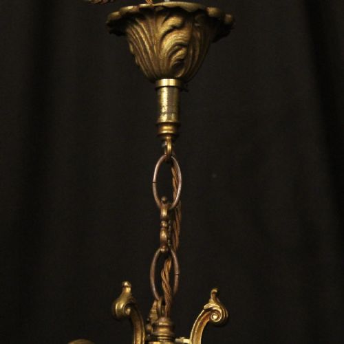 FRENCH GILDED BRONZE TRIPLE LIGHT HALL LANTERN - ADDITIONAL PHOTO 9