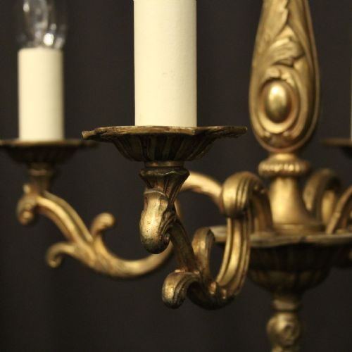 FRENCH GILDED BRASS 4 LIGHT CHANDELIER - ADDITIONAL PHOTO 2