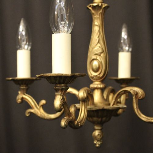 FRENCH GILDED BRASS 4 LIGHT CHANDELIER - ADDITIONAL PHOTO 3