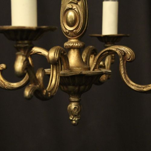 FRENCH GILDED BRASS 4 LIGHT CHANDELIER - ADDITIONAL PHOTO 4