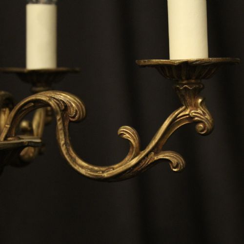 FRENCH GILDED BRASS 4 LIGHT CHANDELIER - ADDITIONAL PHOTO 5