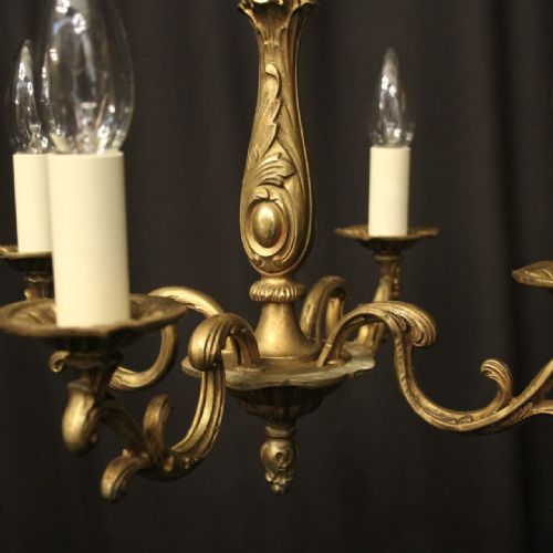 FRENCH GILDED BRASS 4 LIGHT CHANDELIER - ADDITIONAL PHOTO 6
