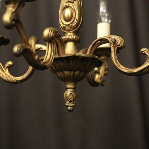 FRENCH GILDED BRASS 4 LIGHT CHANDELIER - ADDITIONAL PHOTO 7