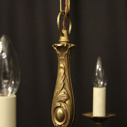 FRENCH GILDED BRASS 4 LIGHT CHANDELIER - ADDITIONAL PHOTO 8