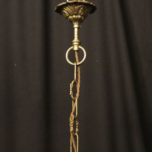 FRENCH GILDED BRASS 4 LIGHT CHANDELIER - ADDITIONAL PHOTO 9