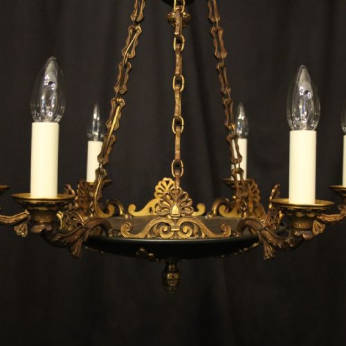FRENCH GILDED BRONZE EMPIRE 6 LIGHT CHANDELIER - ADDITIONAL PHOTO 1