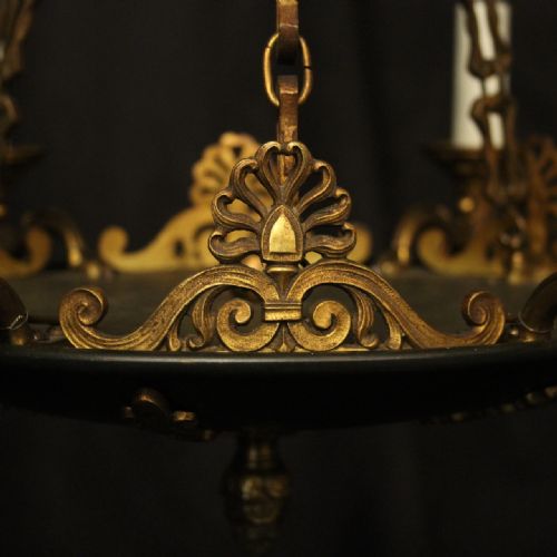 FRENCH GILDED BRONZE EMPIRE 6 LIGHT CHANDELIER - ADDITIONAL PHOTO 2