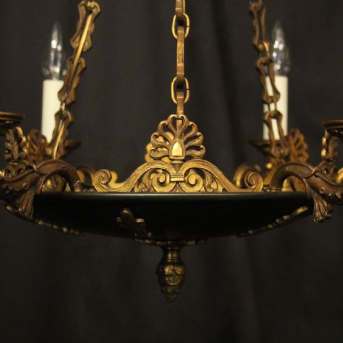 FRENCH GILDED BRONZE EMPIRE 6 LIGHT CHANDELIER - ADDITIONAL PHOTO 4