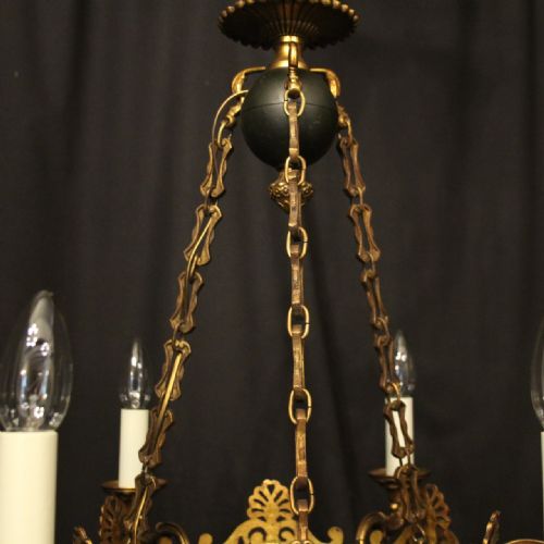 FRENCH GILDED BRONZE EMPIRE 6 LIGHT CHANDELIER - ADDITIONAL PHOTO 6