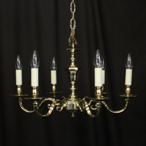 english brass 6 light chandelier - CATEGORY: ANTIQUE LIGHTING - DATED 1930