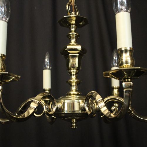 ENGLISH BRASS 6 LIGHT CHANDELIER - ADDITIONAL PHOTO 2