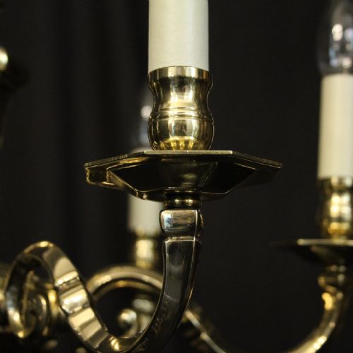 ENGLISH BRASS 6 LIGHT CHANDELIER - ADDITIONAL PHOTO 3