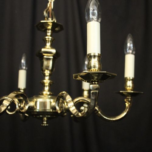ENGLISH BRASS 6 LIGHT CHANDELIER - ADDITIONAL PHOTO 4