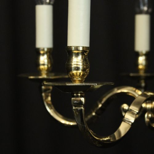 ENGLISH BRASS 6 LIGHT CHANDELIER - ADDITIONAL PHOTO 6