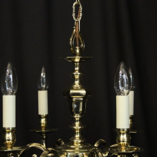 ENGLISH BRASS 6 LIGHT CHANDELIER - ADDITIONAL PHOTO 7