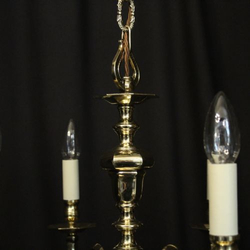 ENGLISH BRASS 6 LIGHT CHANDELIER - ADDITIONAL PHOTO 8