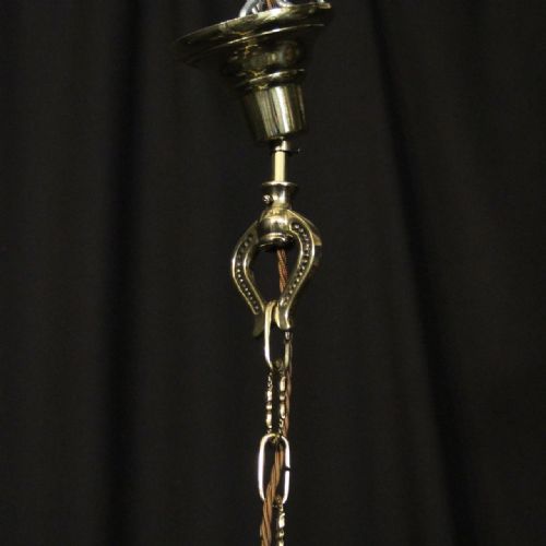 ENGLISH BRASS 6 LIGHT CHANDELIER - ADDITIONAL PHOTO 9