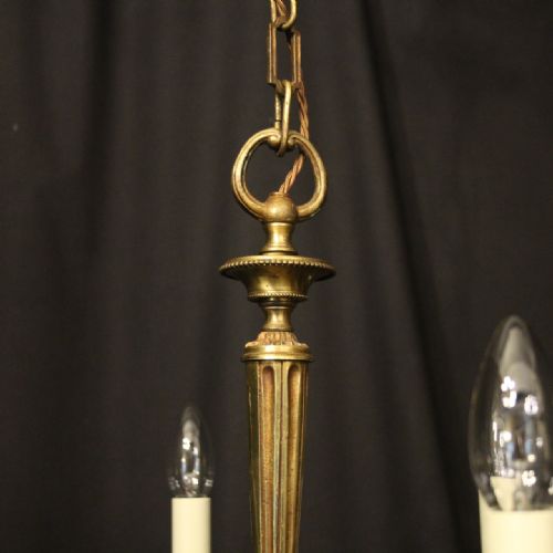 FRENCH GILDED BRASS 6 LIGHT ANTIQUE CHANDELIER - ADDITIONAL PHOTO 8