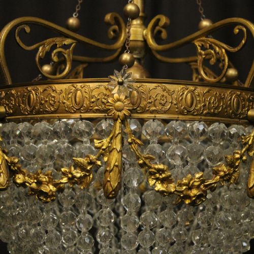 FRENCH GILDED BRONZE 5 LIGHT CHANDELIER - ADDITIONAL PHOTO 2