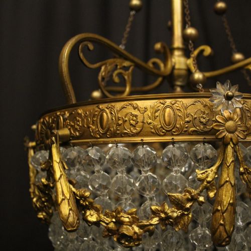 FRENCH GILDED BRONZE 5 LIGHT CHANDELIER - ADDITIONAL PHOTO 3