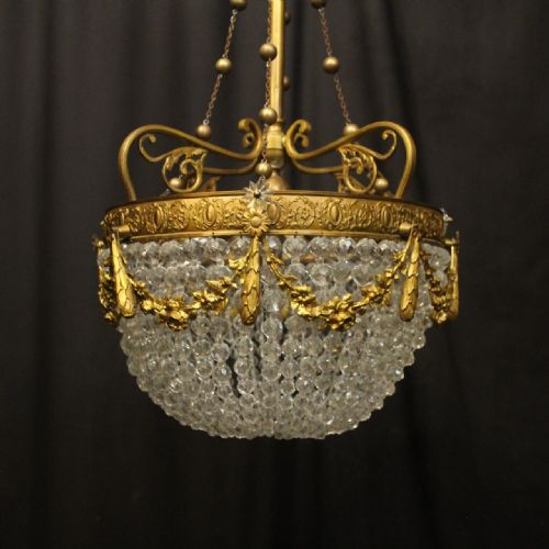FRENCH GILDED BRONZE 5 LIGHT CHANDELIER - ADDITIONAL PHOTO 4