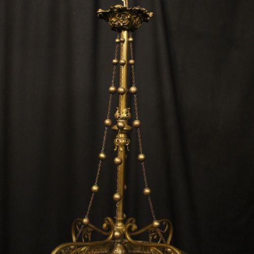 FRENCH GILDED BRONZE 5 LIGHT CHANDELIER - ADDITIONAL PHOTO 8
