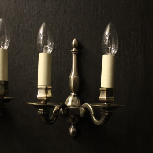 FRENCH SILVER SET OF 6 TWIN ARM ANTIQUE WALL LIGHTS - ADDITIONAL PHOTO 1