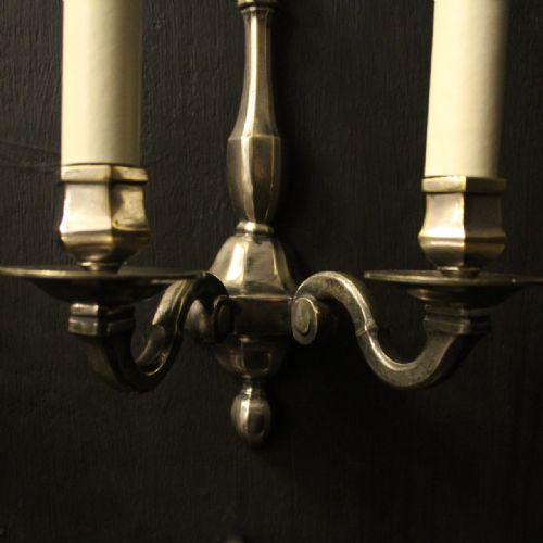FRENCH SILVER SET OF 6 TWIN ARM ANTIQUE WALL LIGHTS - ADDITIONAL PHOTO 6