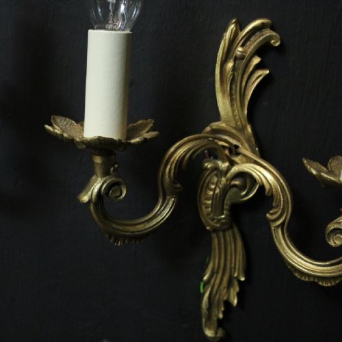 FRENCH SET OF 4 GILDED TWIN ARM WALL LIGHTS - ADDITIONAL PHOTO 2
