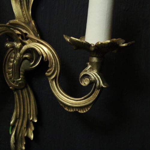 FRENCH SET OF 4 GILDED TWIN ARM WALL LIGHTS - ADDITIONAL PHOTO 3