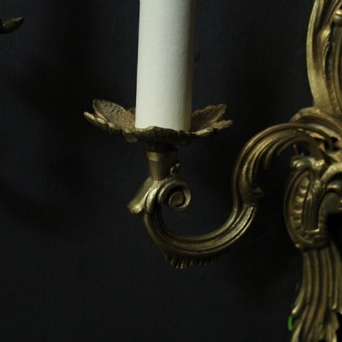 FRENCH SET OF 4 GILDED TWIN ARM WALL LIGHTS - ADDITIONAL PHOTO 7