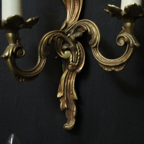 FRENCH SET OF 4 GILDED TWIN ARM WALL LIGHTS - ADDITIONAL PHOTO 8