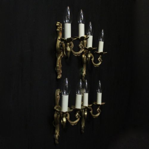 FRENCH SET OF 4 GILDED TWIN ARM WALL LIGHTS - ADDITIONAL PHOTO 9