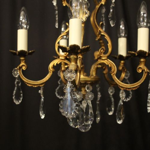 FRENCH GILDED BRONZE 5 LIGHT ANTIQUE CHANDELIER - ADDITIONAL PHOTO 1