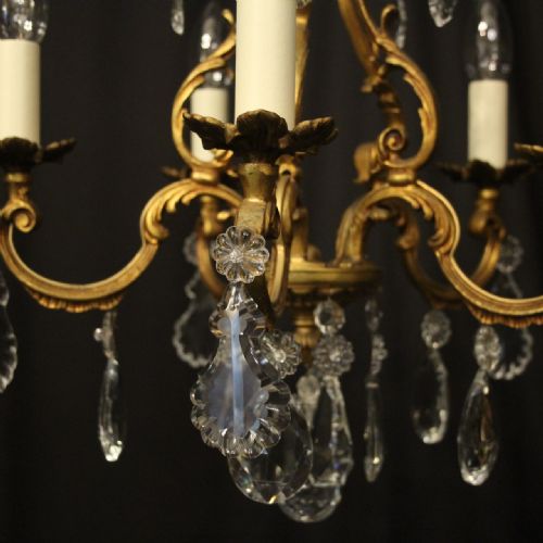 FRENCH GILDED BRONZE 5 LIGHT ANTIQUE CHANDELIER - ADDITIONAL PHOTO 5