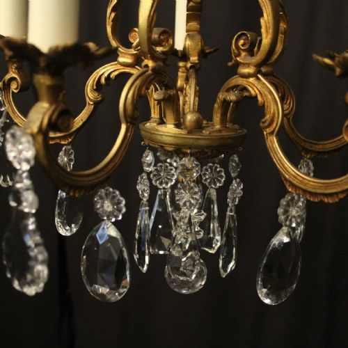 FRENCH GILDED BRONZE 5 LIGHT ANTIQUE CHANDELIER - ADDITIONAL PHOTO 6