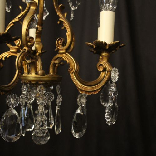 FRENCH GILDED BRONZE 5 LIGHT ANTIQUE CHANDELIER - ADDITIONAL PHOTO 7