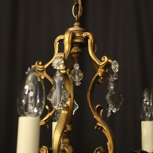 FRENCH GILDED BRONZE 5 LIGHT ANTIQUE CHANDELIER - ADDITIONAL PHOTO 8