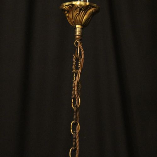 FRENCH GILDED BRONZE 5 LIGHT ANTIQUE CHANDELIER - ADDITIONAL PHOTO 9