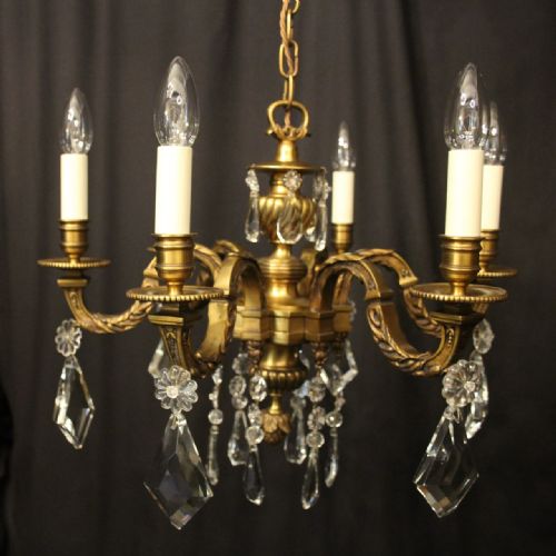FRENCH GILDED BRONZE 6 LIGHT ANTIQUE CHANDELIER - ADDITIONAL PHOTO 1
