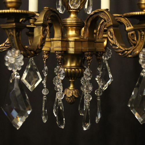 FRENCH GILDED BRONZE 6 LIGHT ANTIQUE CHANDELIER - ADDITIONAL PHOTO 2