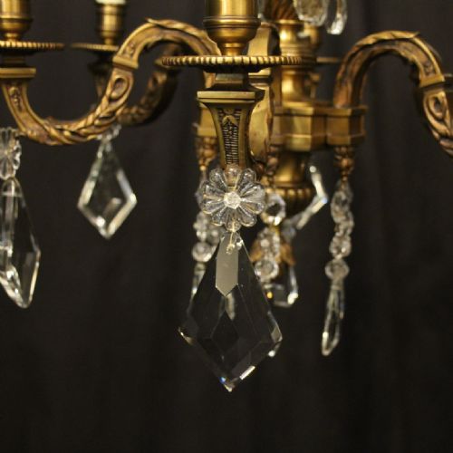 FRENCH GILDED BRONZE 6 LIGHT ANTIQUE CHANDELIER - ADDITIONAL PHOTO 5