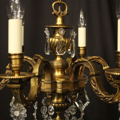 FRENCH GILDED BRONZE 6 LIGHT ANTIQUE CHANDELIER - ADDITIONAL PHOTO 7