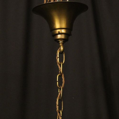 FRENCH GILDED BRONZE 6 LIGHT ANTIQUE CHANDELIER - ADDITIONAL PHOTO 9