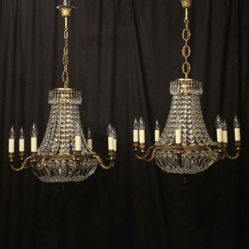 french pair of tent waterfall chandeliers - CATEGORY: ANTIQUE LIGHTING - DATED 1930